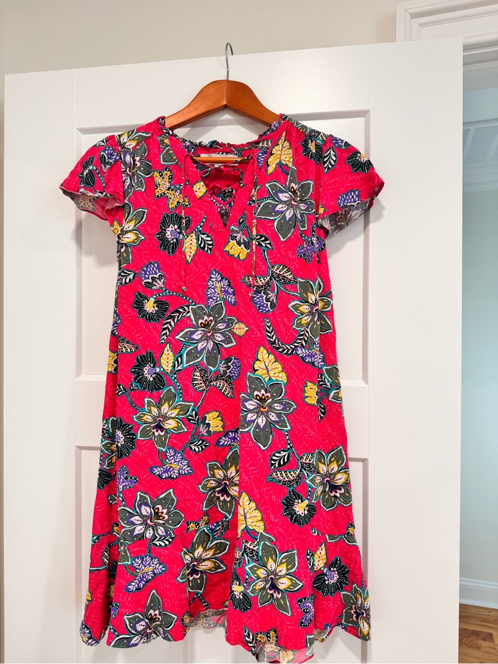 LOFT Pink Floral Short-Sleeve Dress